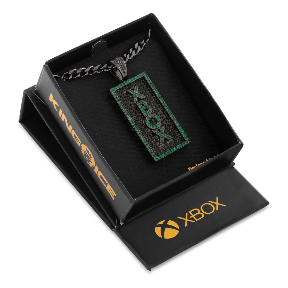 Xbox x Kingices - Game On Dog Tag Necklace  in  Black Gold / 1.5" by Kingices