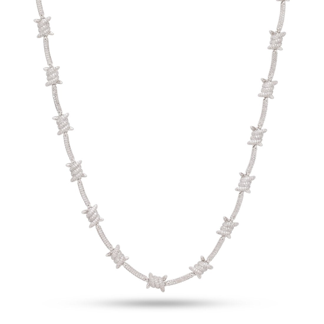10mm Iced Barbed Wire Chain  in  Gold Plated / White Gold / 18" by Kingices