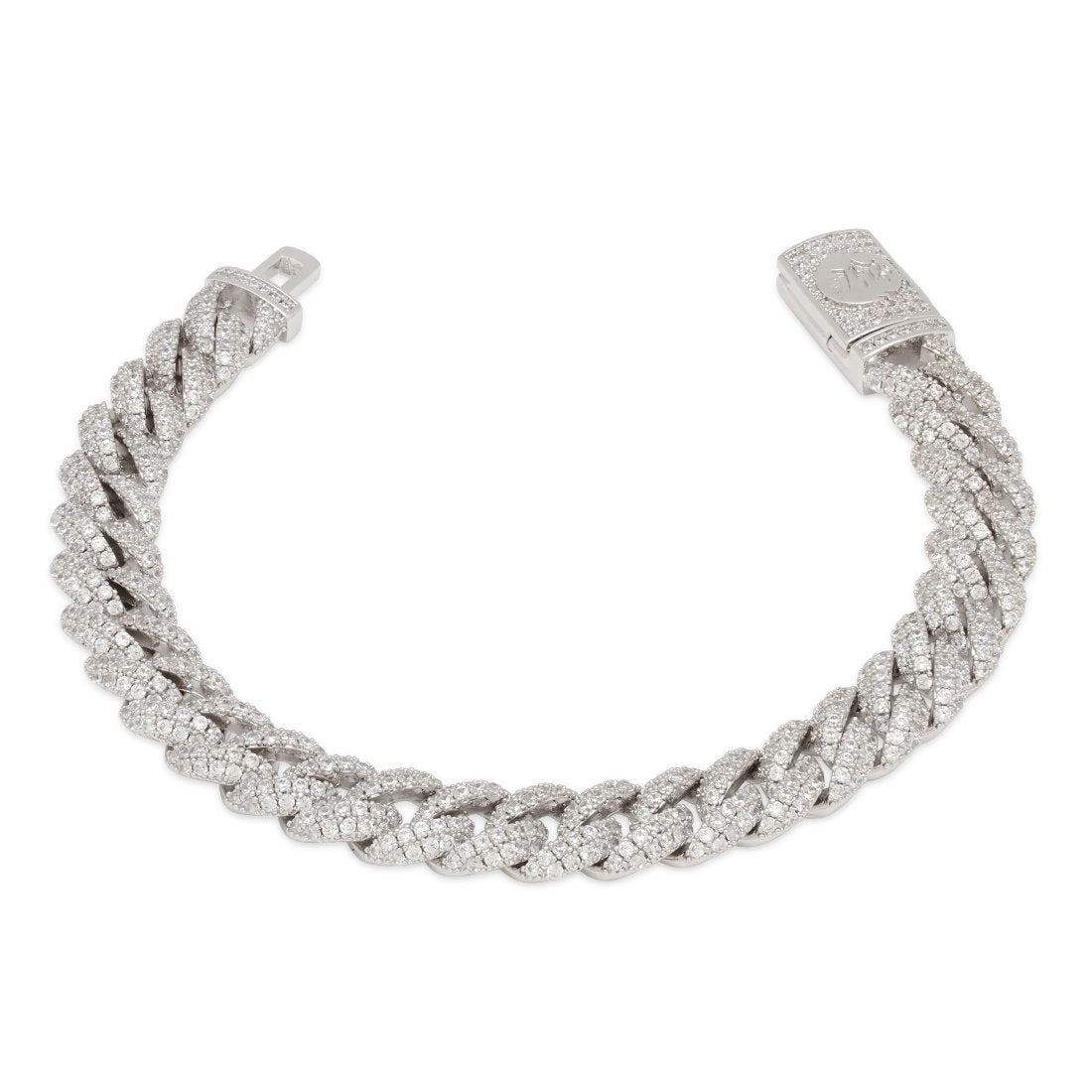 10mm Iced Miami Cuban Link Bracelet  in  White Gold / 7" by Kingices