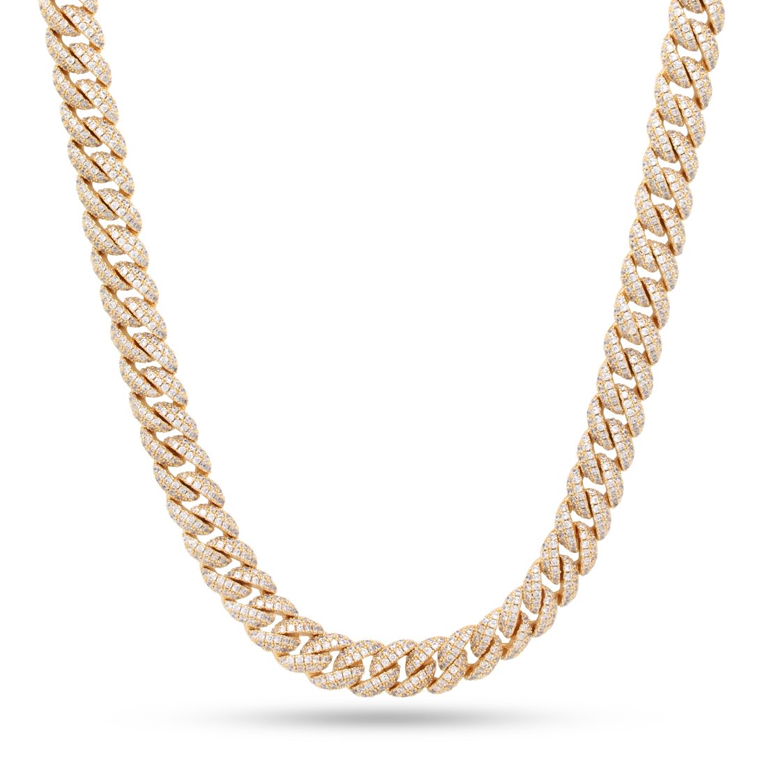 10mm Iced Miami Cuban Link Chain  in  Gold Plated / 14K Gold / 18" by Kingices
