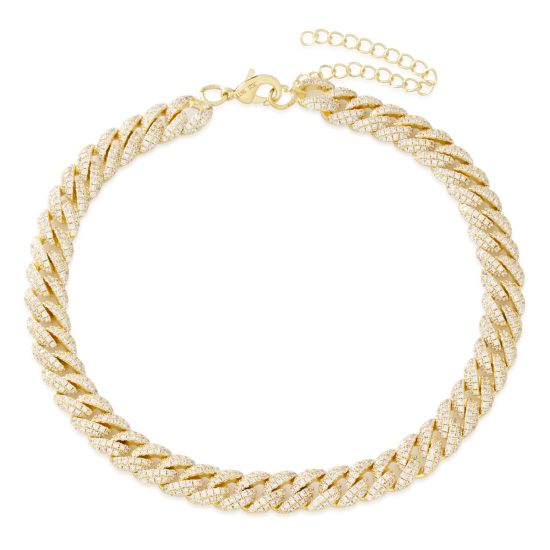 10mm Iced Miami Cuban Link Choker Chain  in  Gold Plated / 14K Gold / Adjustable by Kingices