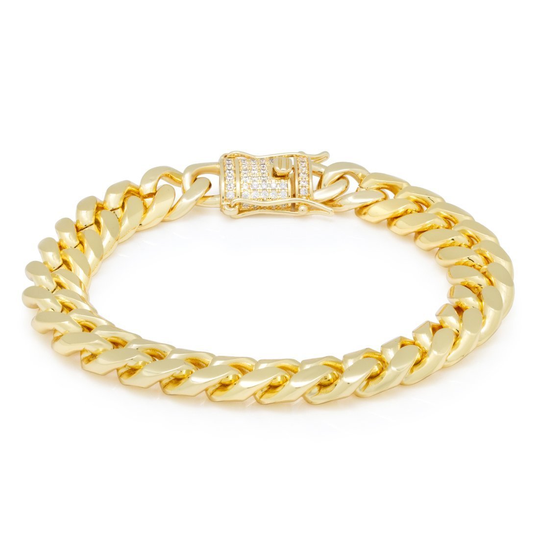 10mm Miami Cuban Link Bracelet  in  14K Gold / 8" by Kingices