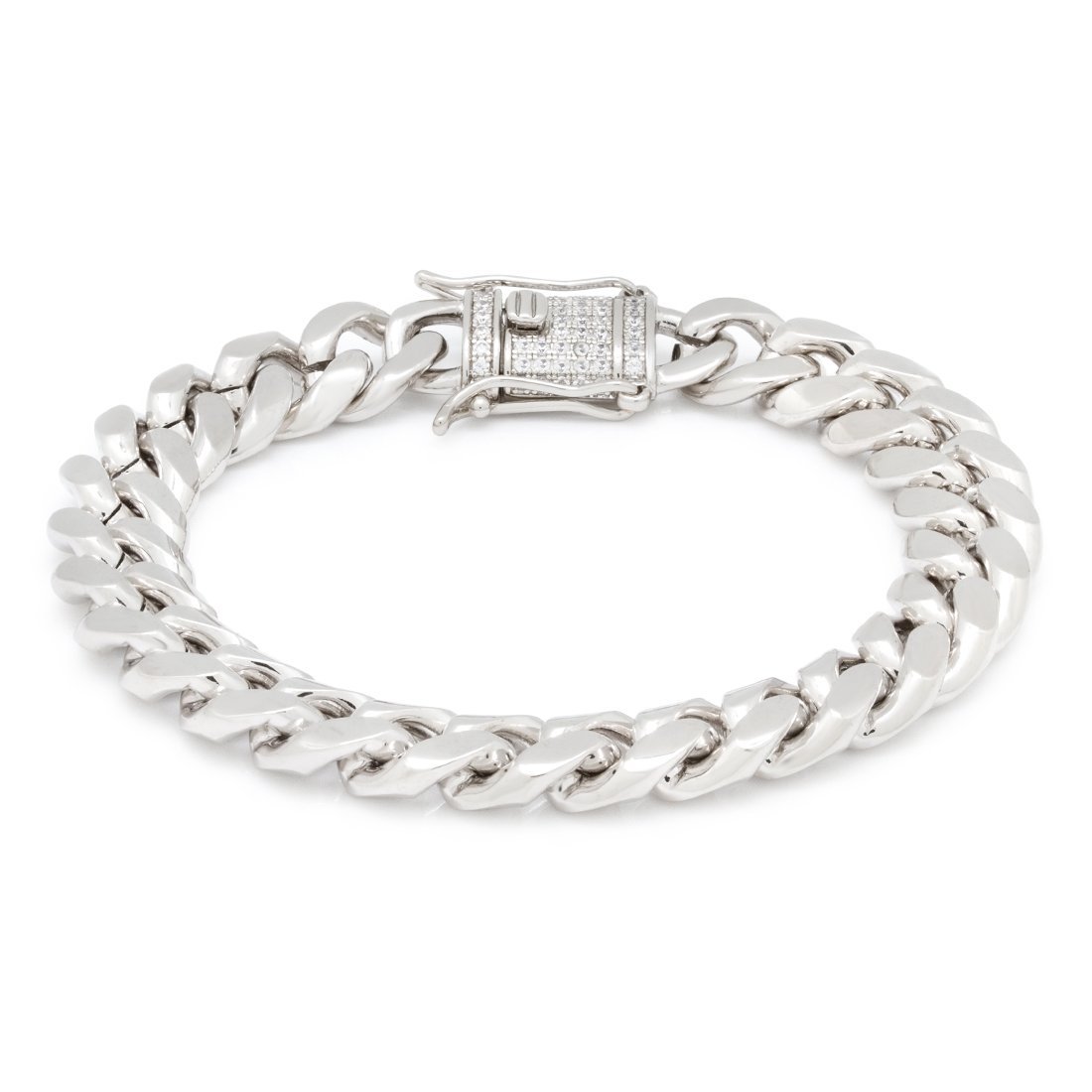 10mm Miami Cuban Link Bracelet  in  White Gold / 8" by Kingices