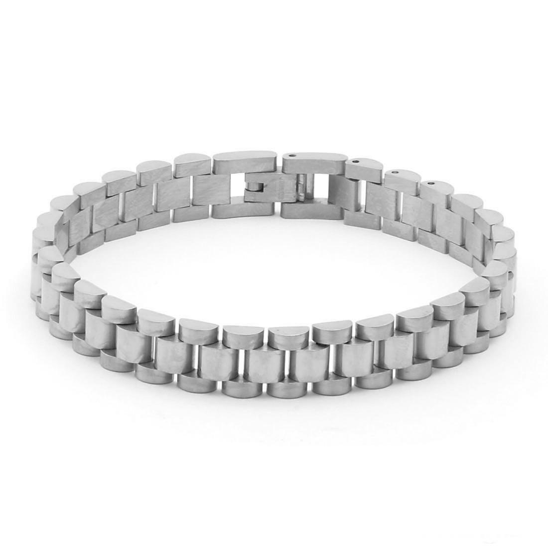 10mm Rollie Link Bracelet  in  White Gold / 8.5" by Kingices