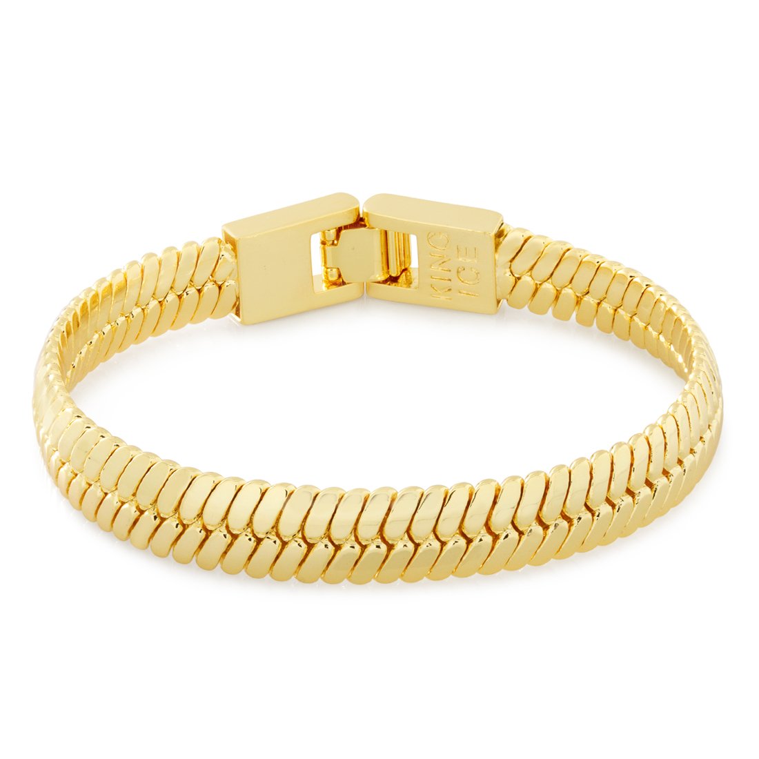 10mm Thick Herringbone Bracelet  in  Gold Plated / 14K Gold / 8" by Kingices