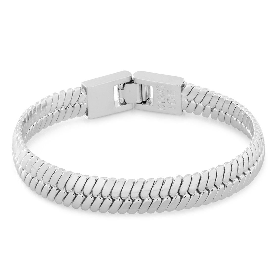 10mm Thick Herringbone Bracelet  in  Gold Plated / White Gold / 8" by Kingices