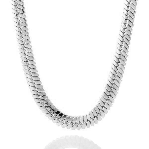10mm Thick Herringbone Chain  in  Gold Plated / White Gold / 18" by Kingices