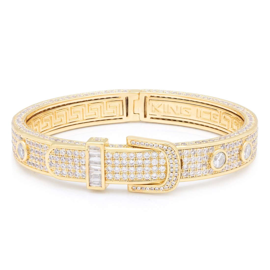 11mm Belt Buckle Bangle Bracelet  in  14K Gold / 8" by Kingices