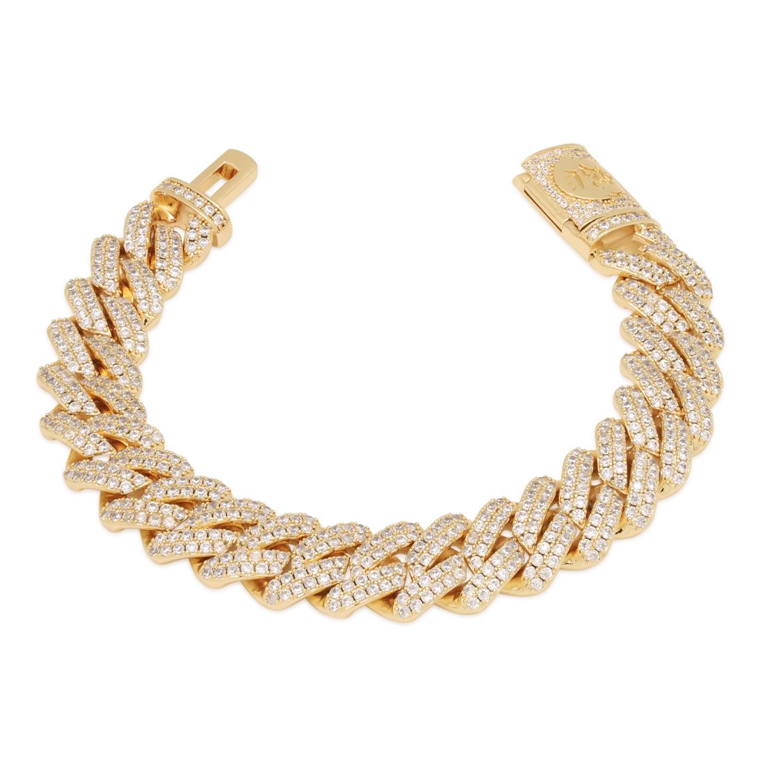 12mm Iced Diamond Cut Miami Cuban Link Bracelet  in  14K Gold / 7" by Kingices