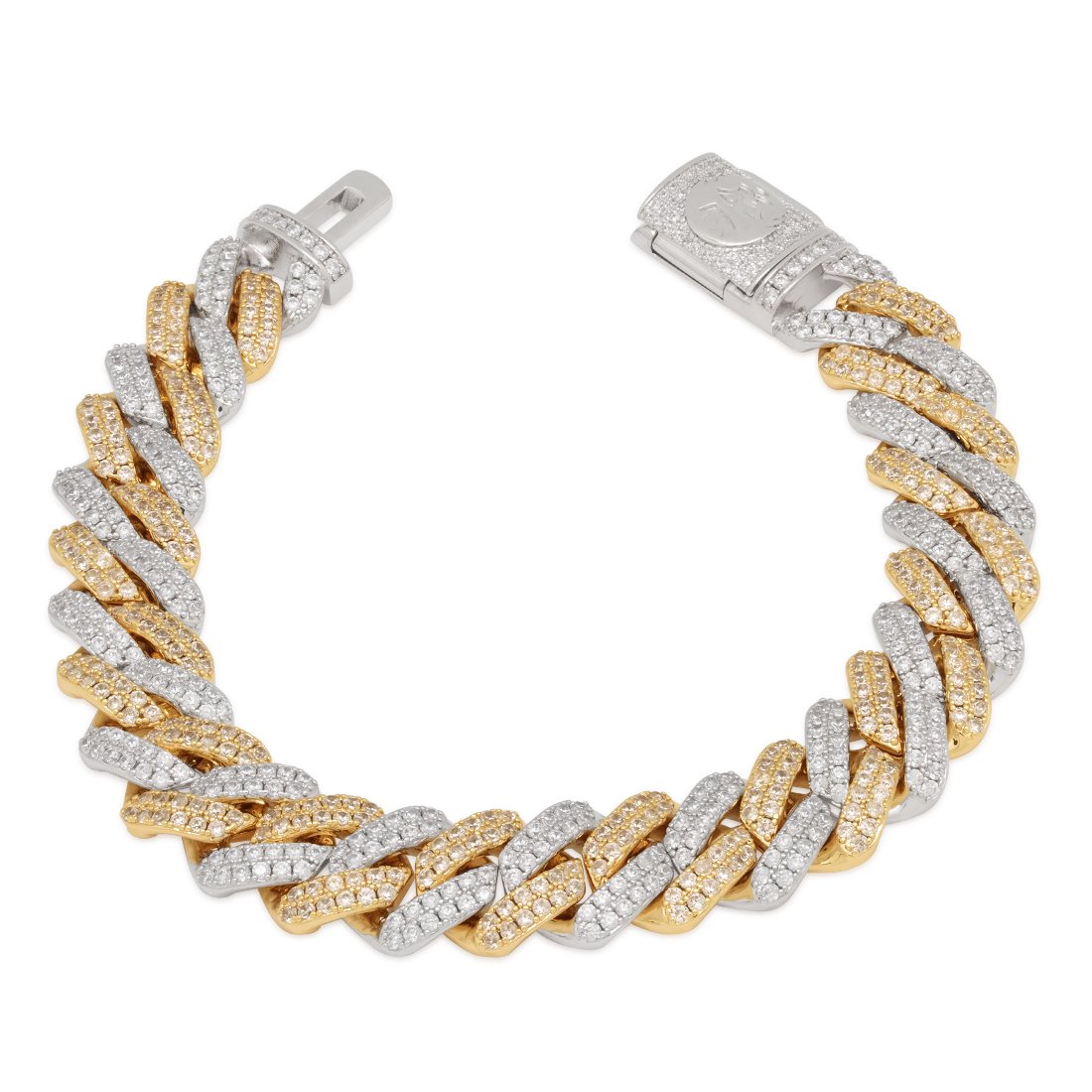 12mm Iced Diamond Cut Miami Cuban Link Bracelet  in  14K/White Gold / 7" by Kingices