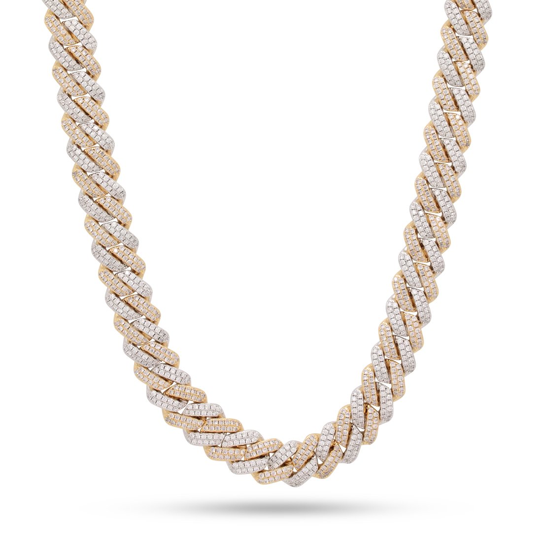 12mm Iced Diamond Cut Miami Cuban Link Chain  in  Gold Plated / 14K/White Gold / 18" by Kingices