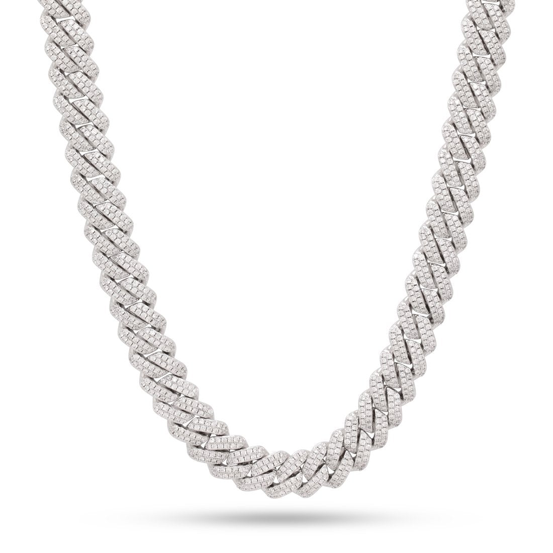 12mm Iced Diamond Cut Miami Cuban Link Chain  in  Gold Plated / White Gold / 18" by Kingices
