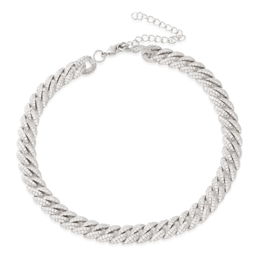 12mm Iced Diamond-Cut Miami Cuban Link Choker Chain  in  Gold Plated / White Gold / Adjustable by Kingices