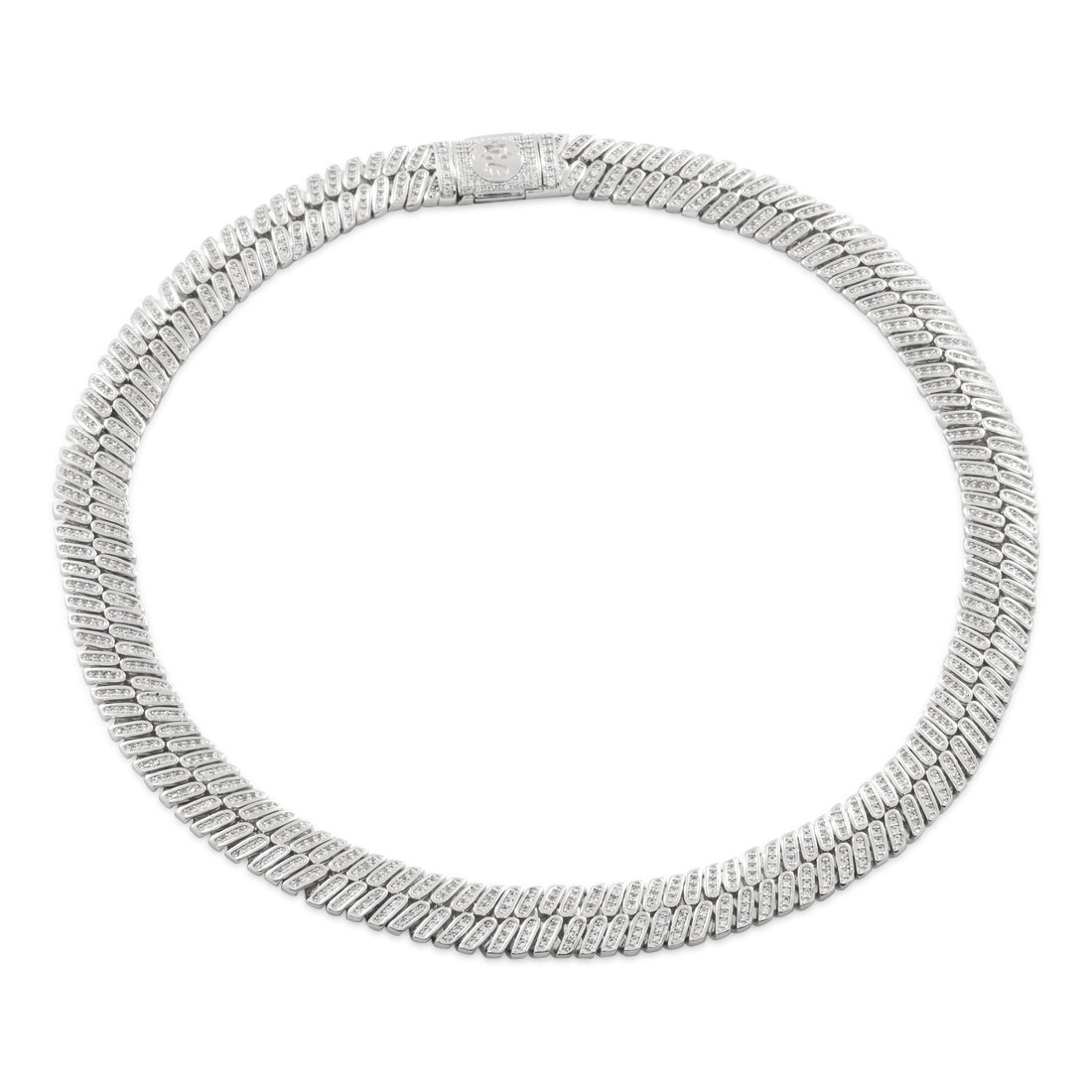 12mm Iced Herringbone Chain  in  Gold Plated / White Gold / 18" by Kingices