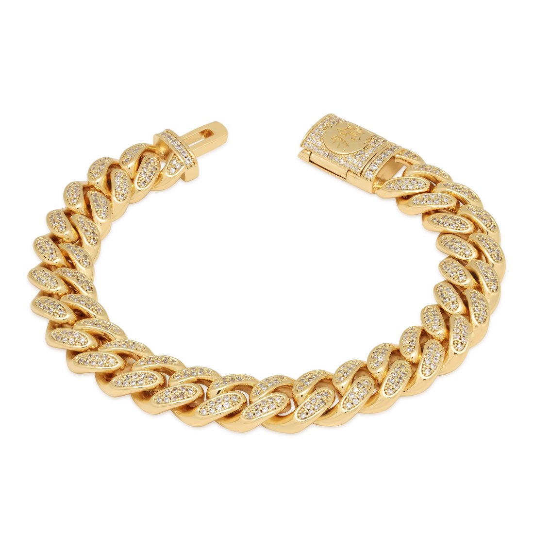 12mm Iced Miami Cuban Link Bracelet  in  14K Gold / 7" by Kingices