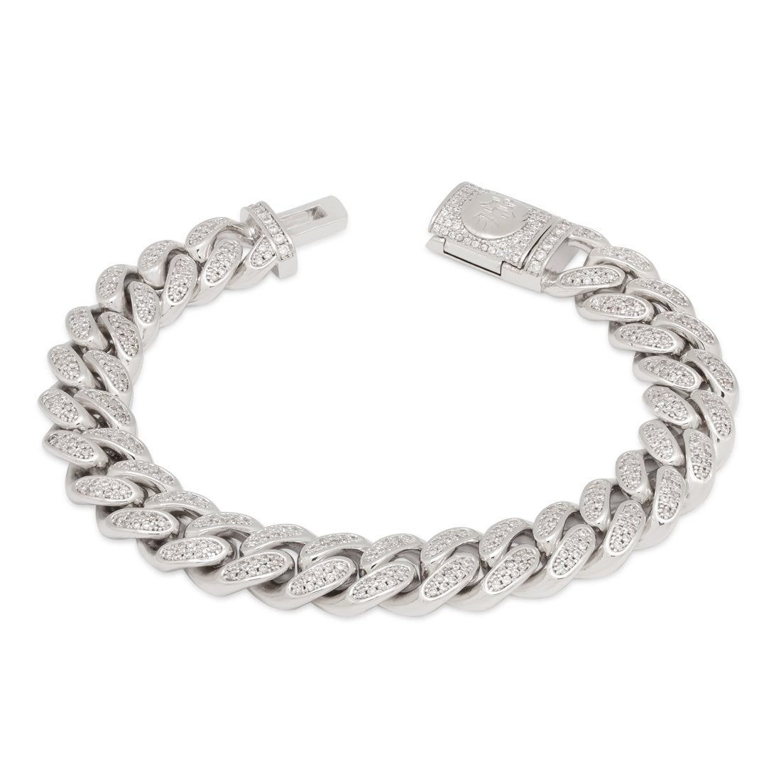12mm Iced Miami Cuban Link Bracelet  in  White Gold / 7" by Kingices