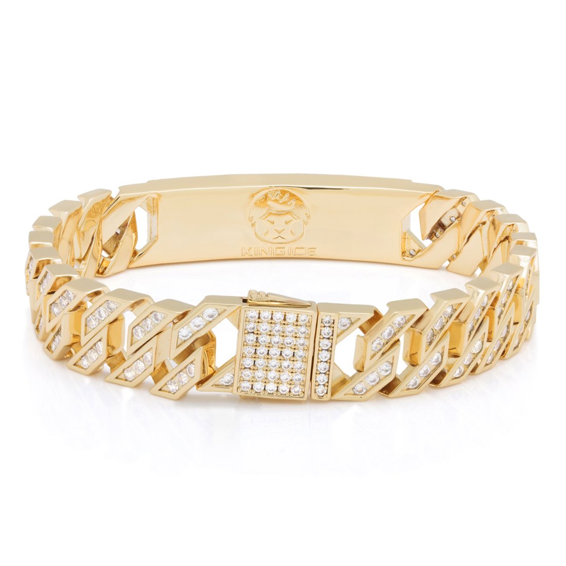 12mm Iced Miami Cuban Link ID Bracelet  in  by Kingices