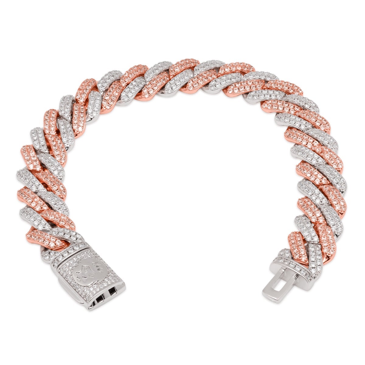 12mm Rose Gold Iced Diamond-Cut Miami Cuban Link Bracelet  in  by Kingices