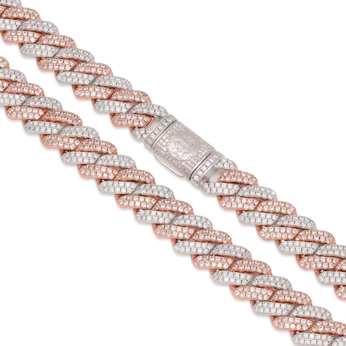 12mm Rose Gold Iced Diamond-Cut Miami Cuban Link Chain  in  by Kingices