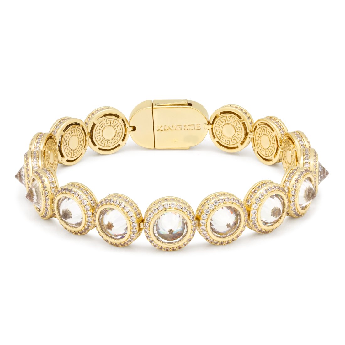 12mm Spike Studded Tennis Bracelet  in  14K Gold / 8" by Kingices