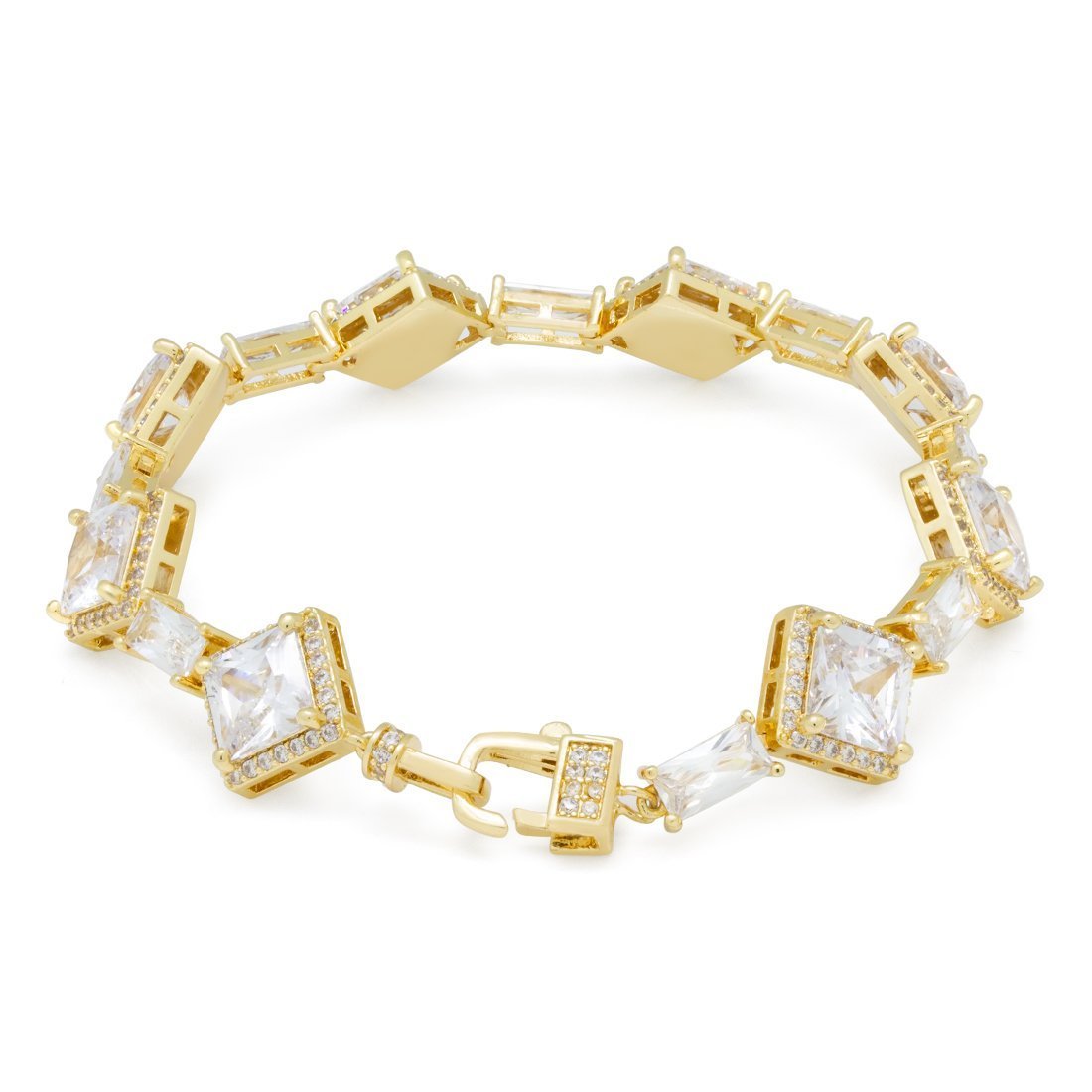 14mm Clustered Princess-Cut Tennis Bracelet  in  by Kingices