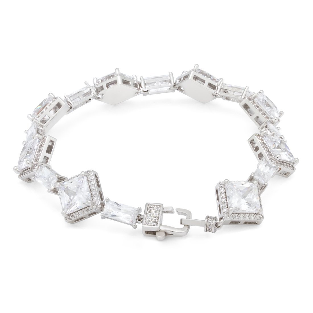 14mm Clustered Princess-Cut Tennis Bracelet  in  by Kingices