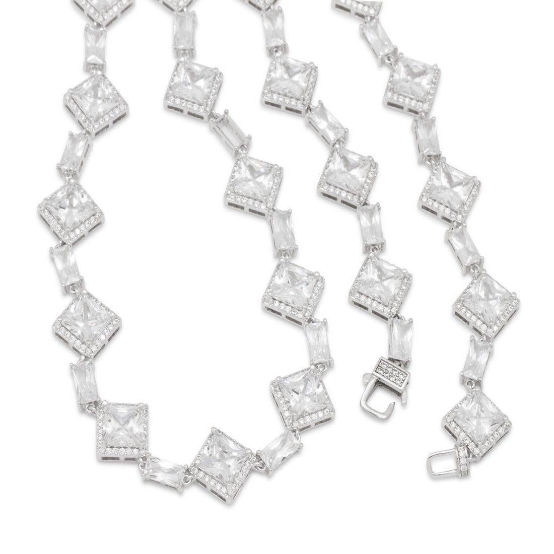 14mm Clustered Princess-Cut Tennis Chain  in  by Kingices