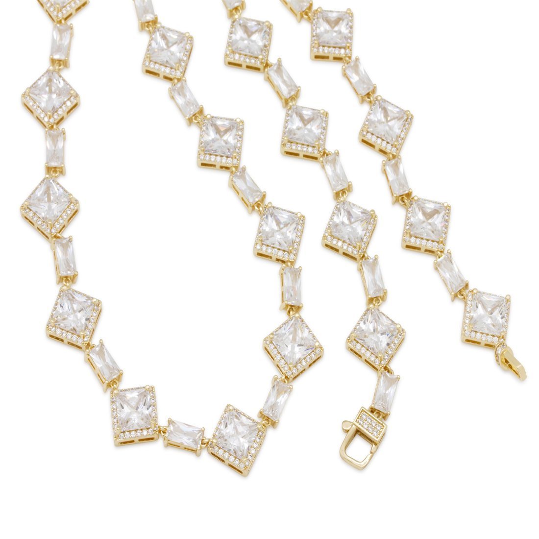 14mm Clustered Princess-Cut Tennis Chain  in  by Kingices
