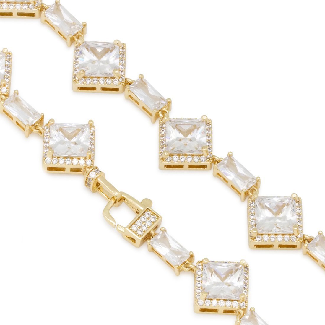 14mm Clustered Princess-Cut Tennis Chain  in  by Kingices
