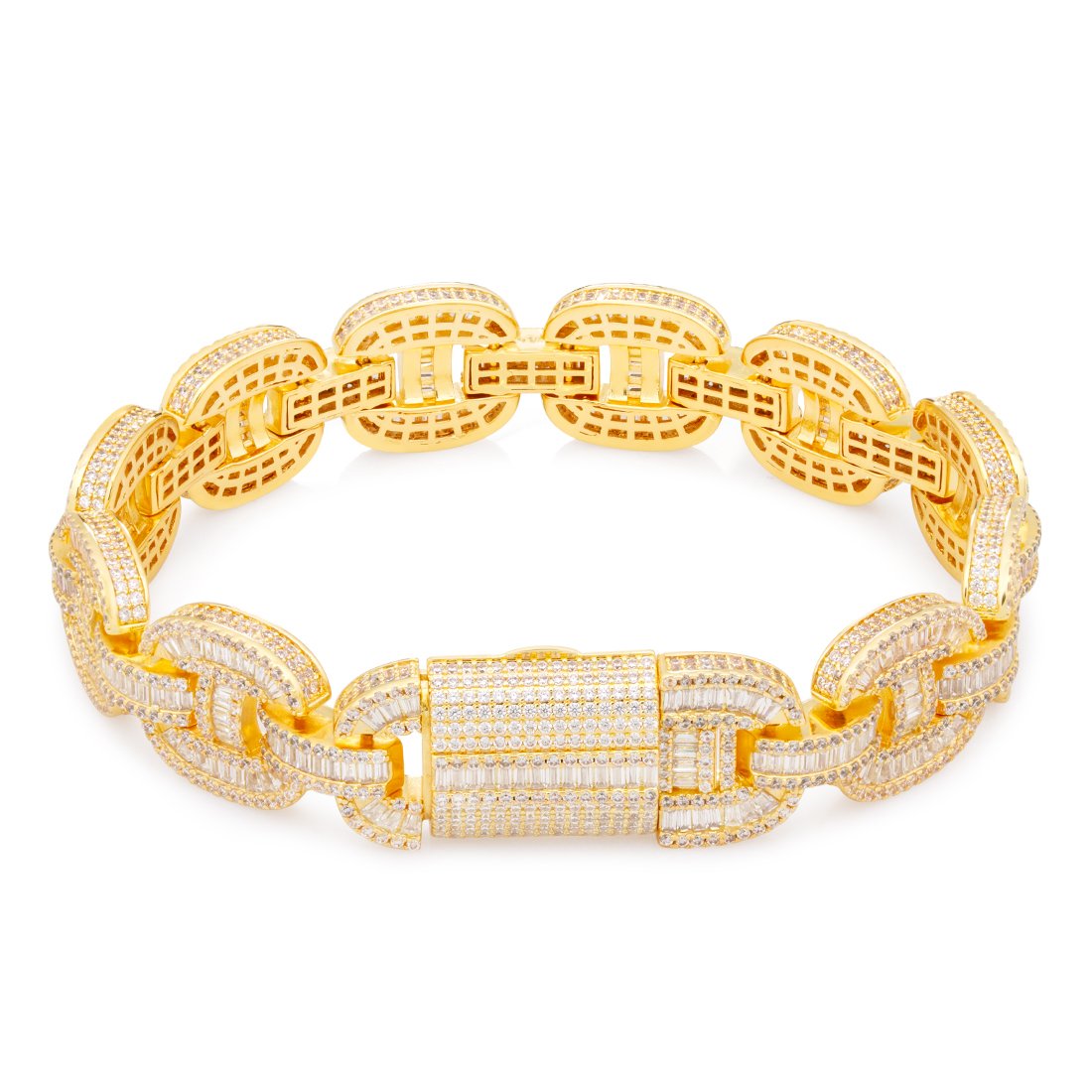 14mm Iced Baguette-Cut G-Link Bracelet  in  by Kingices