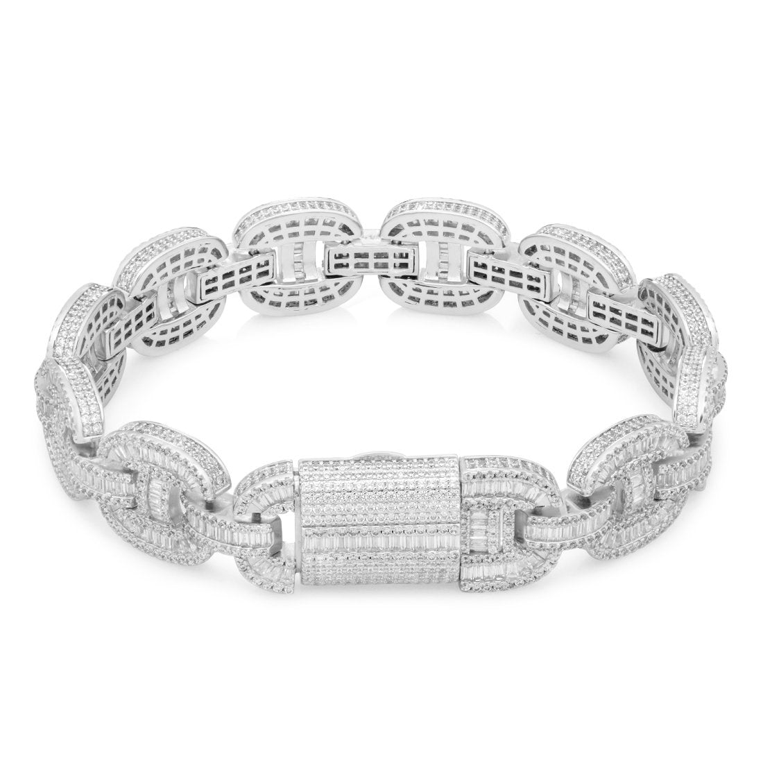 14mm Iced Baguette-Cut G-Link Bracelet  in  by Kingices