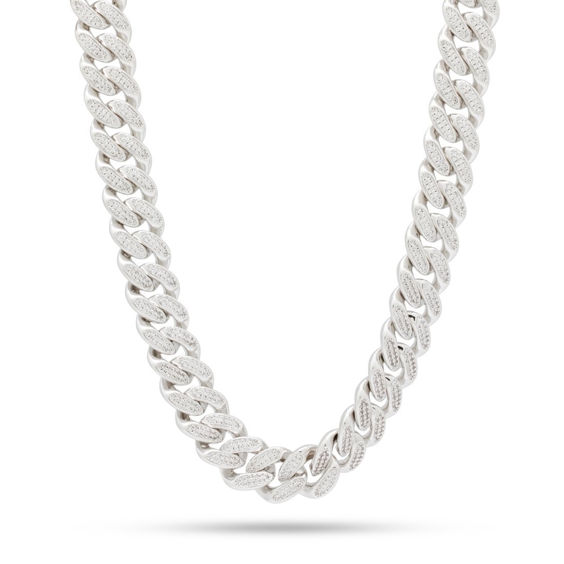 15mm Classic Iced Miami Cuban Link Chain  in  Gold Plated / White Gold / 18" by Kingices