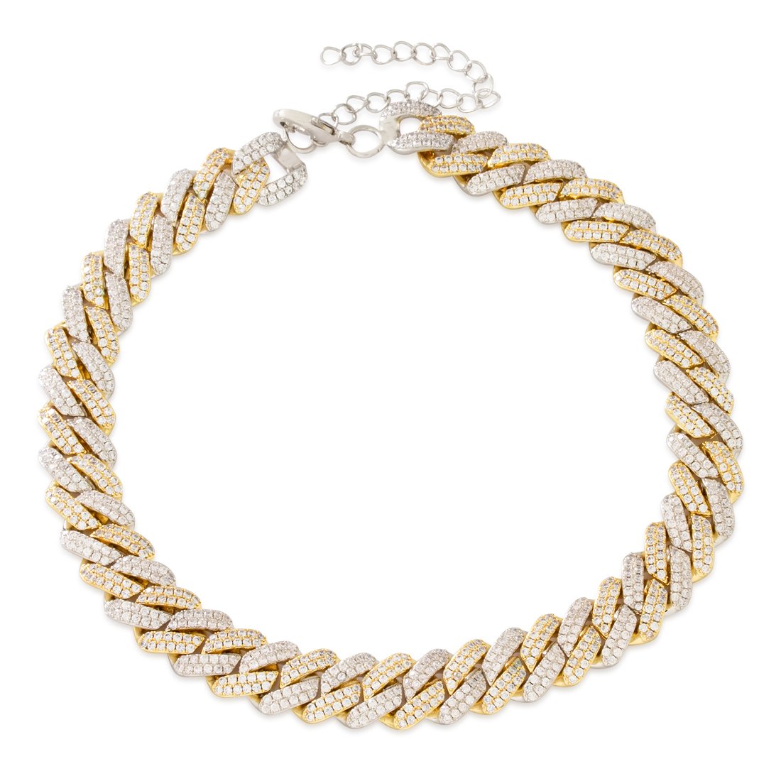 15mm Iced Diamond-Cut Miami Cuban Link Choker Chain  in  Gold Plated / 14K/White Gold / Adjustable by Kingices