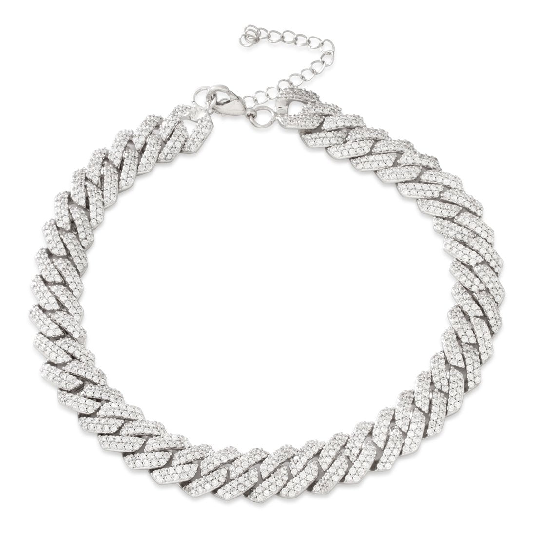 15mm Iced Diamond-Cut Miami Cuban Link Choker Chain  in  Gold Plated / White Gold / Adjustable by Kingices