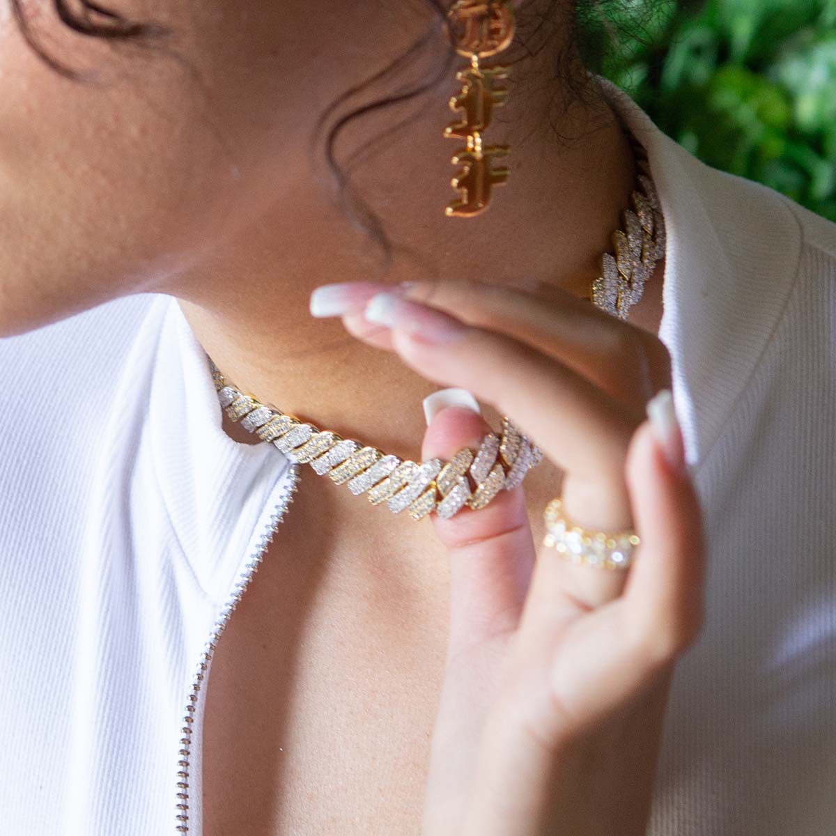 15mm Iced Diamond-Cut Miami Cuban Link Choker Chain  in  by Kingices