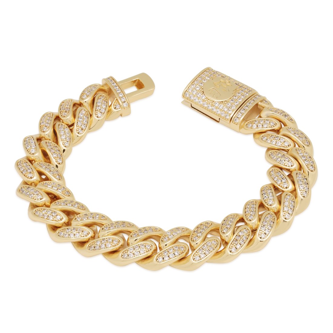 15mm Iced Miami Cuban Link Bracelet  in  14K Gold / 7" by Kingices