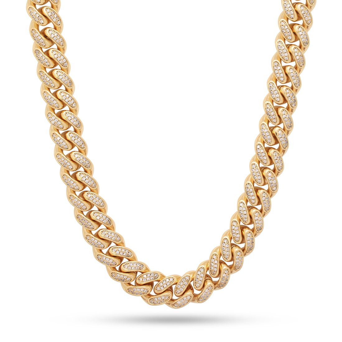 15mm Iced Miami Cuban Link Chain  in  Gold Plated / 14K Gold / 18" by Kingices