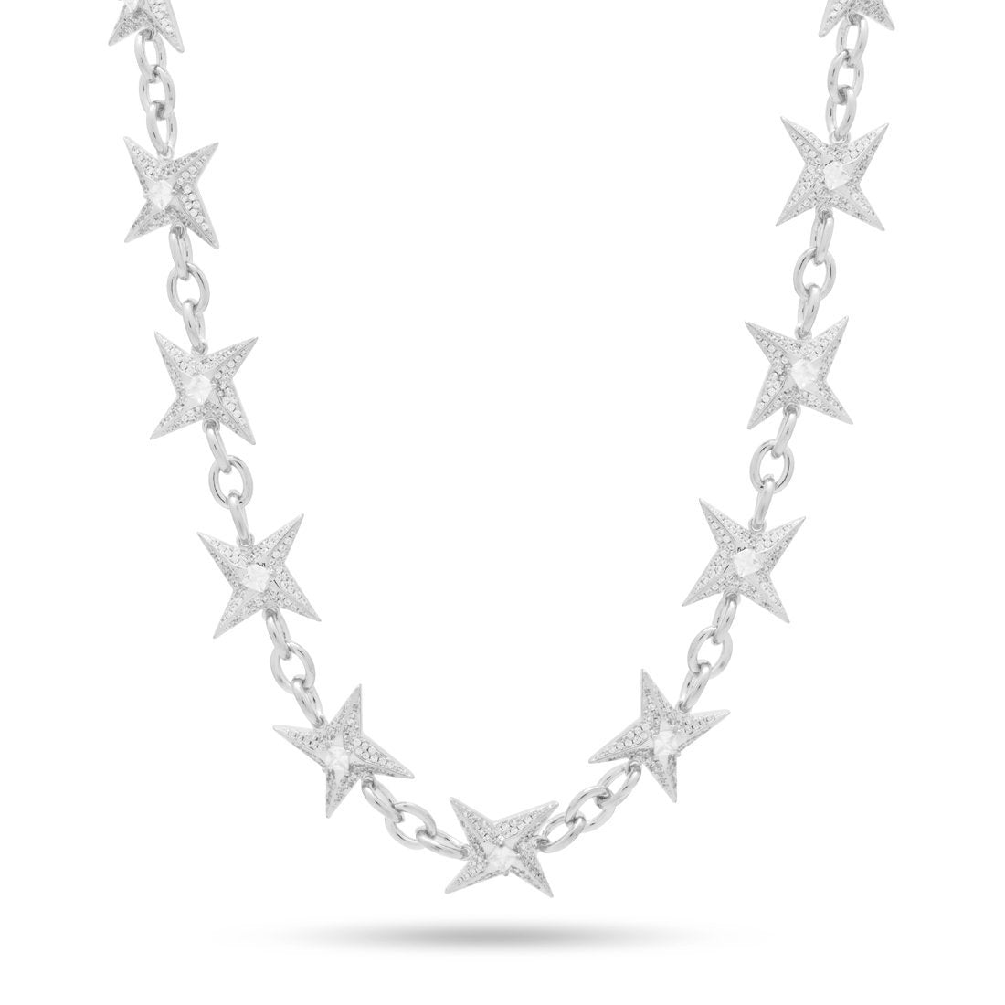 15mm Iced Shuriken Rolo Chain  in  Gold Plated / White Gold / 18" by Kingices