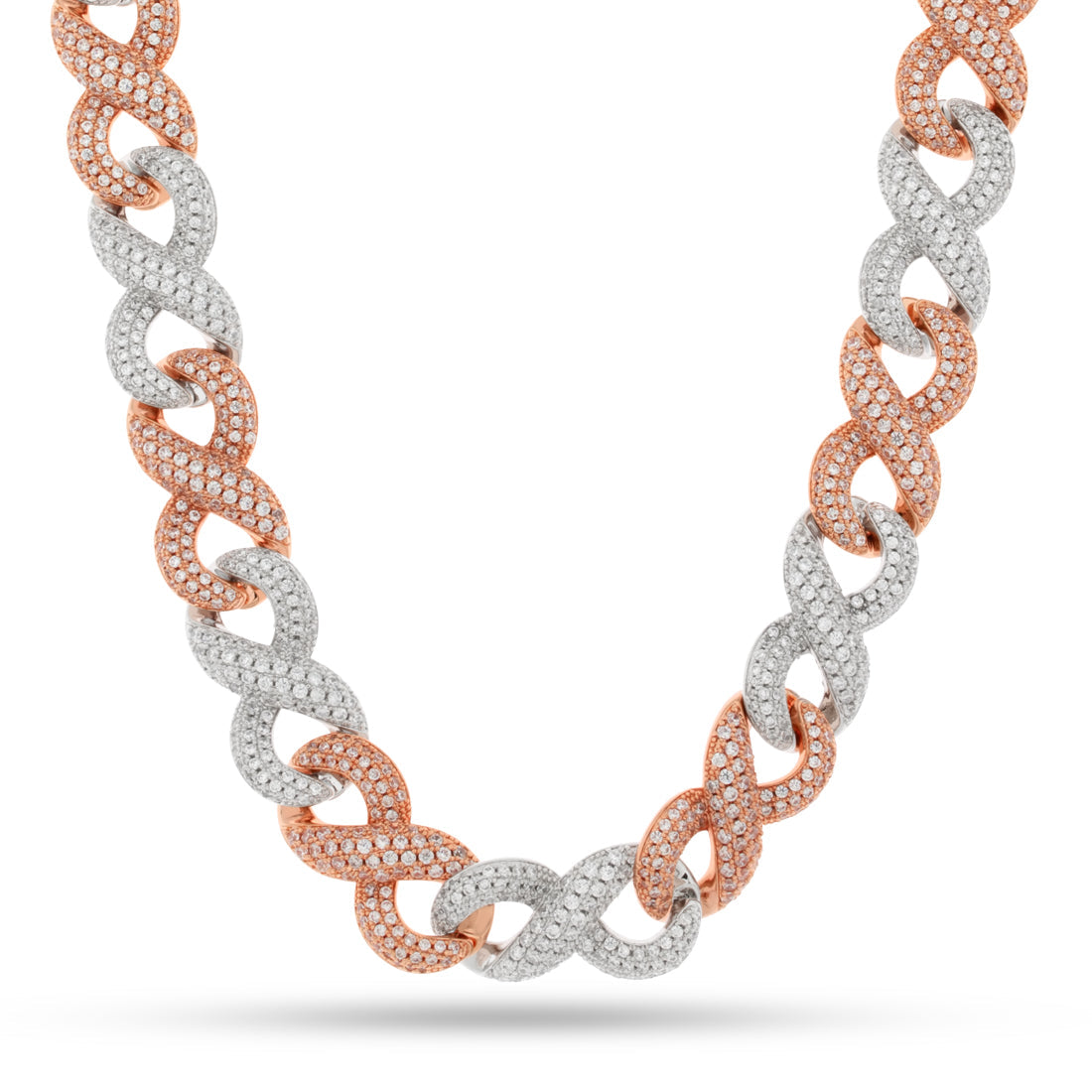 15mm Infinity Link Chain  in  Gold Plated / White/Rose Gold / 20" by Kingices