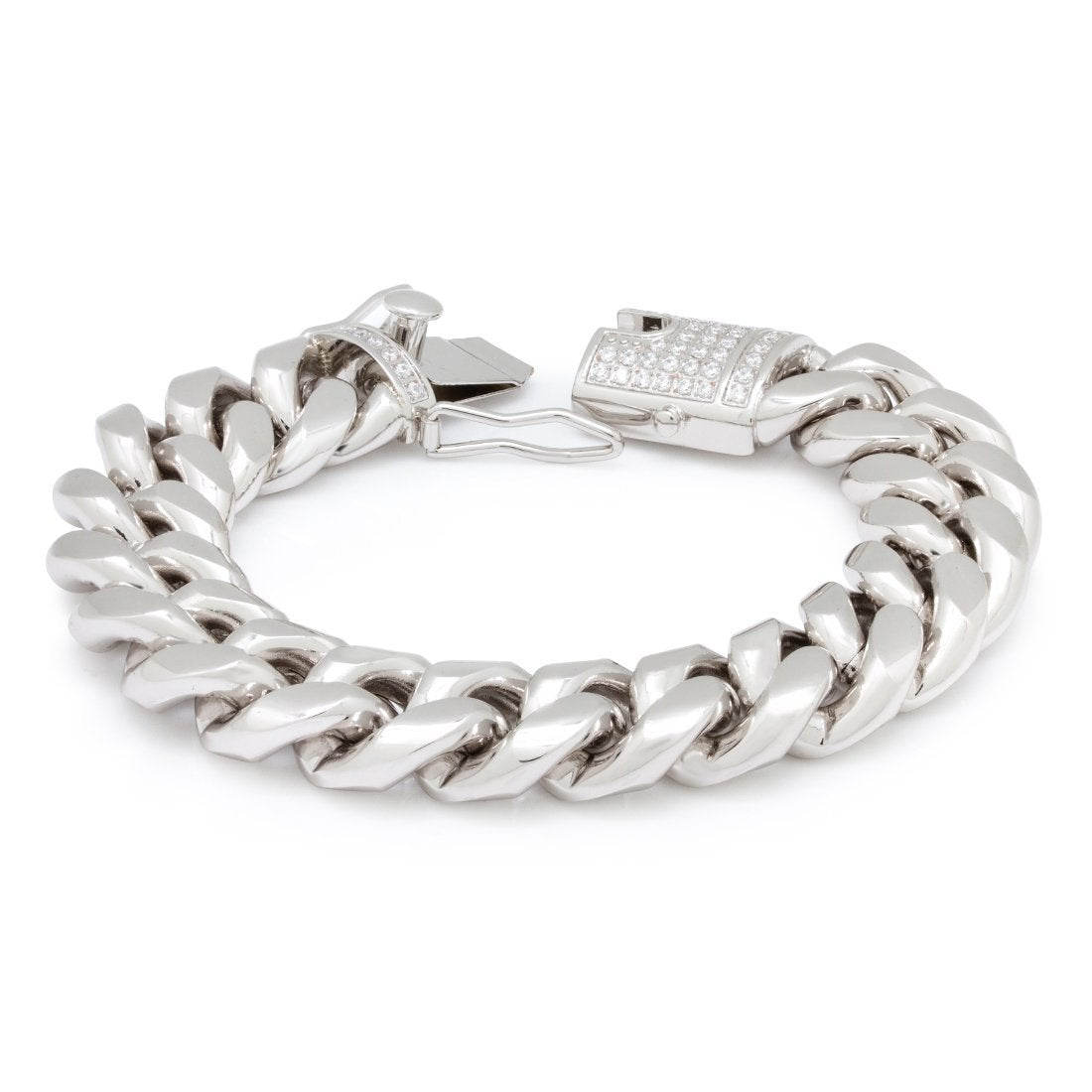 16mm Miami Cuban Link Bracelet  in  Gold Plated / White Gold / 8" by Kingices