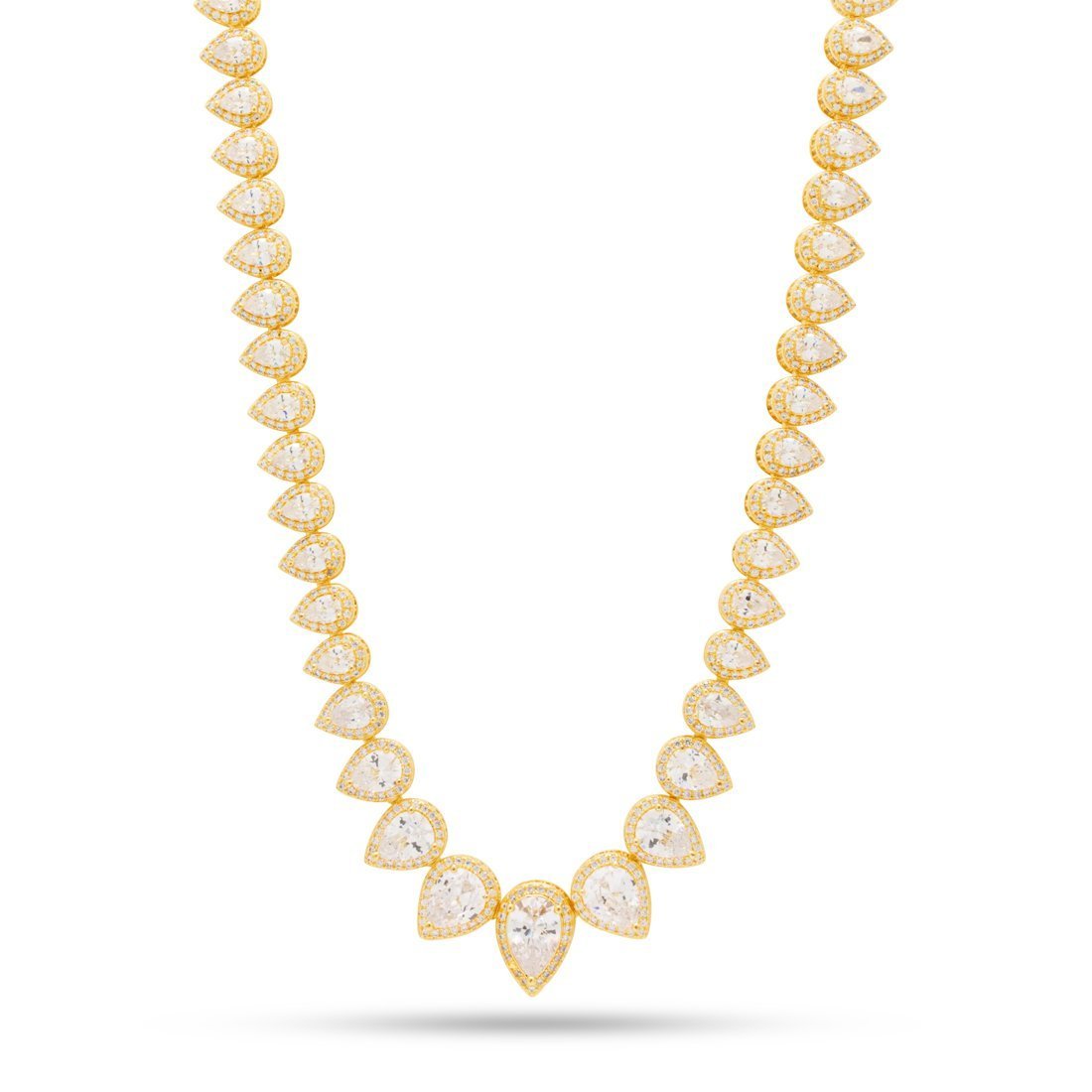 16mm Pear-Cut Tennis Chain  in  Gold Plated / 14K Gold / 18" by Kingices