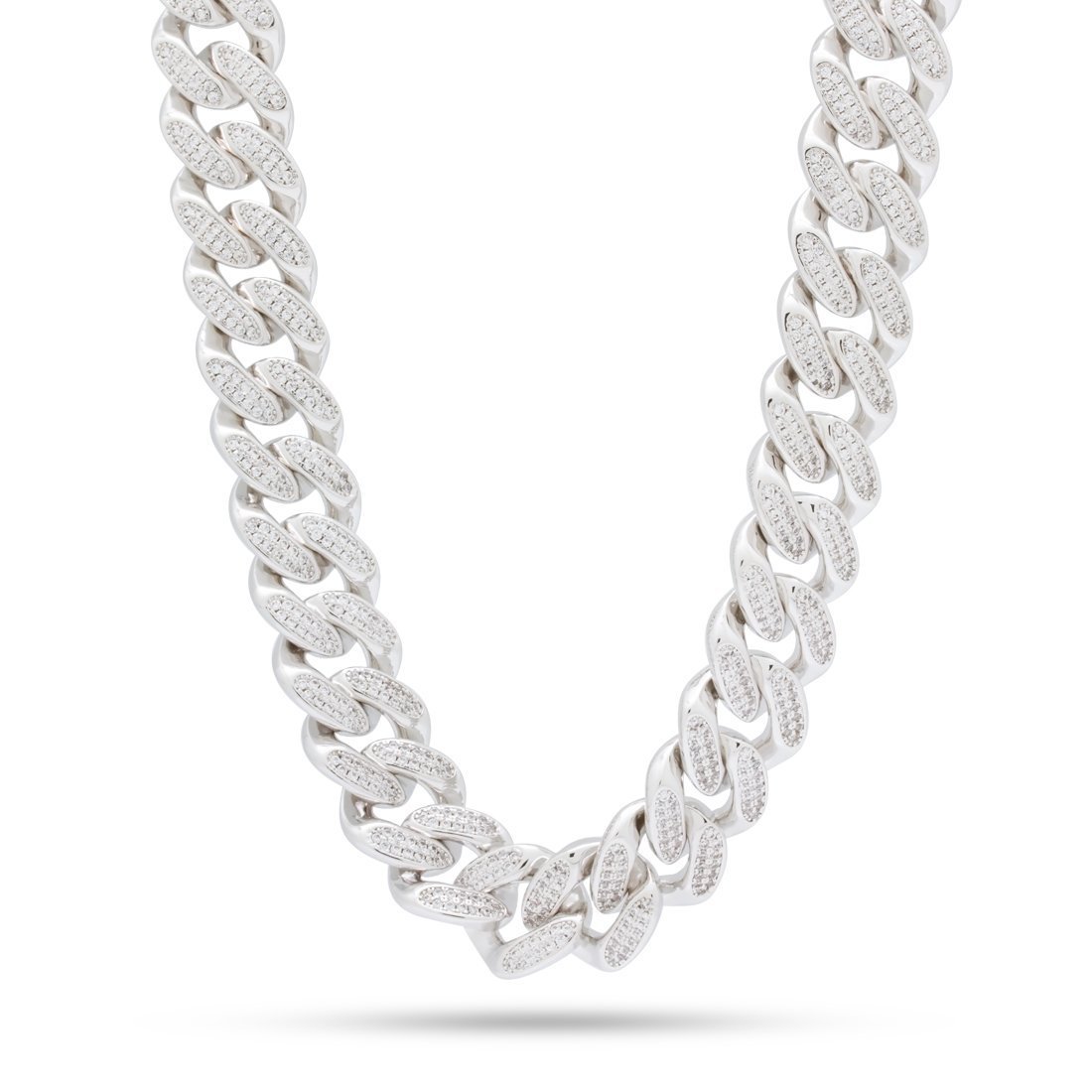 18mm Classic Iced Miami Cuban Link Chain  in  Gold Plated / White Gold / 18" by Kingices