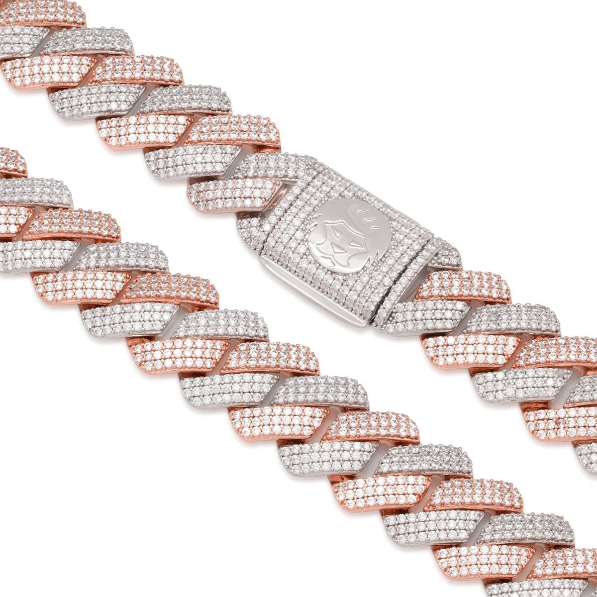 18mm Rose Gold Iced Diamond-Cut Miami Cuban Link Chain  in  by Kingices