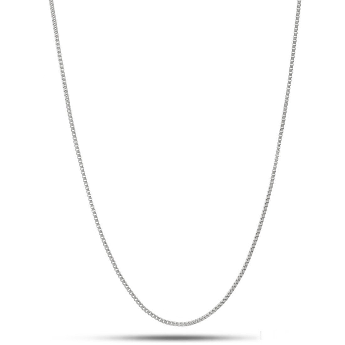 1mm Box Chain  in  Sterling Silver / White Gold / 16" by Kingices