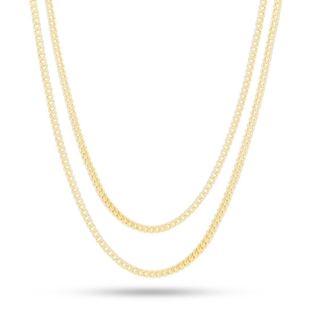 3mm Franco Chain Choker Set  in  Gold Plated / 14K Gold / 18"/20" by Kingices
