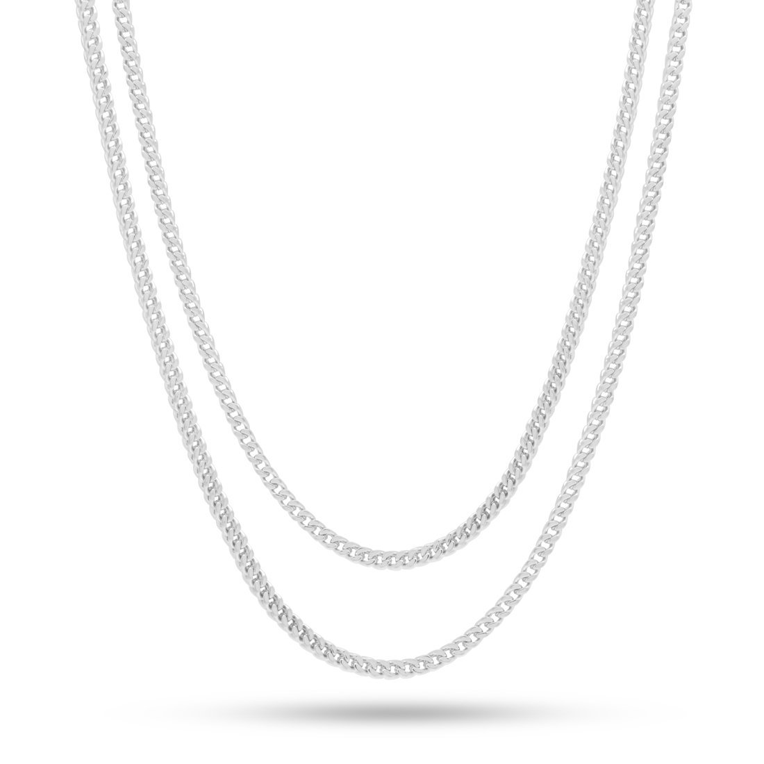 3mm Franco Chain Choker Set  in  Gold Plated / White Gold / 18"/20" by Kingices