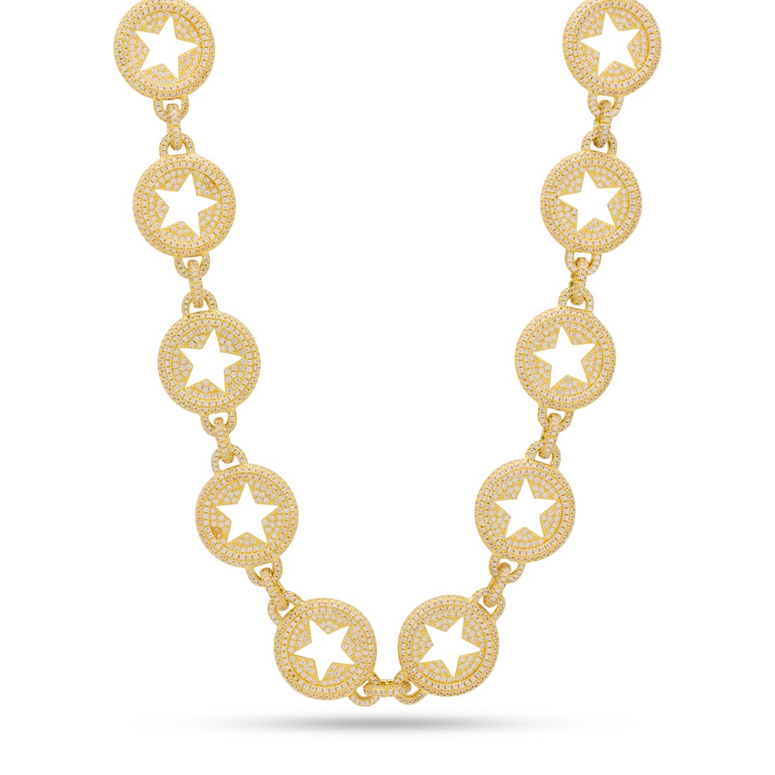 20mm Circled Star Chain  in  Gold Plated / 14K Gold / 18" by Kingices