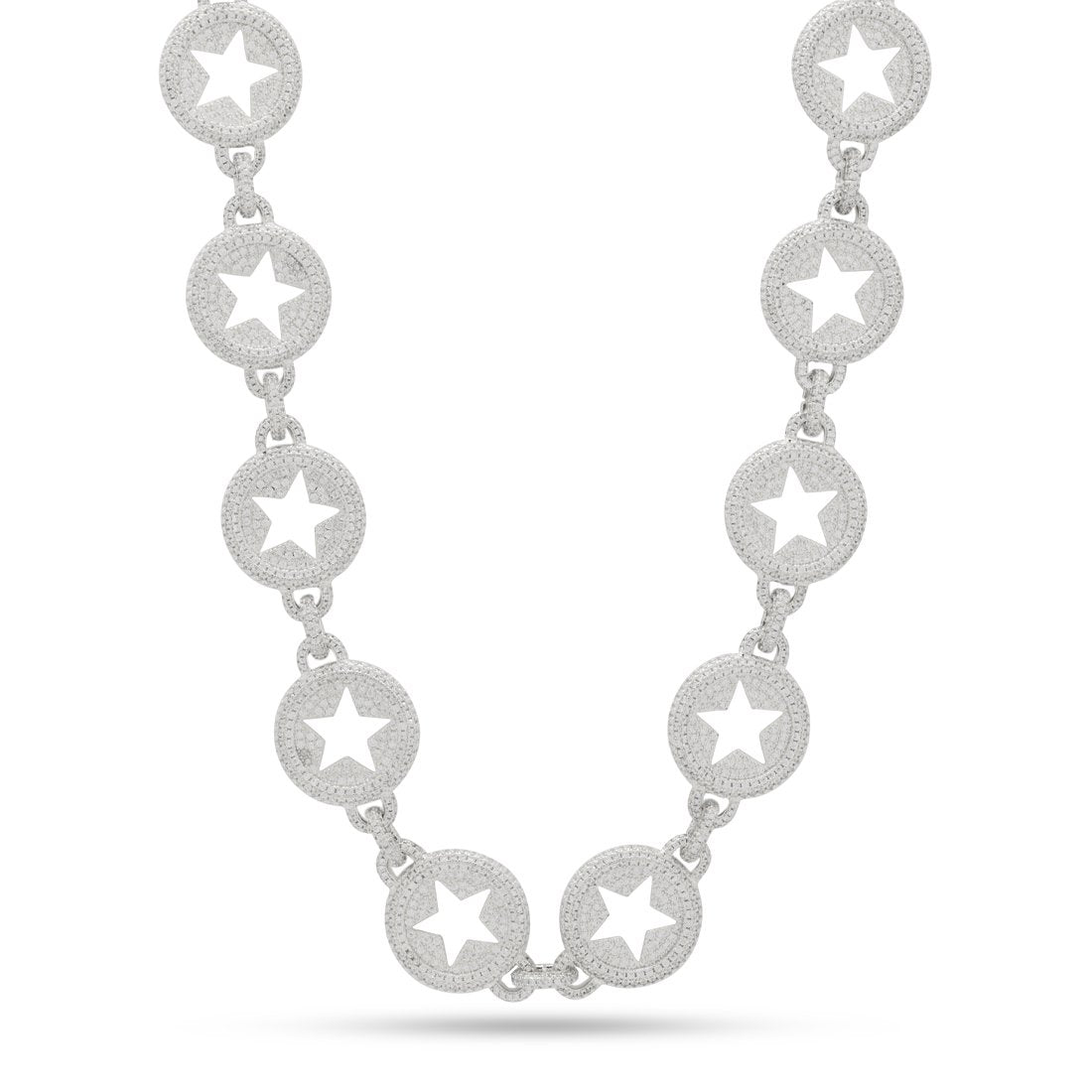 20mm Circled Star Chain  in  Gold Plated / White Gold / 18" by Kingices