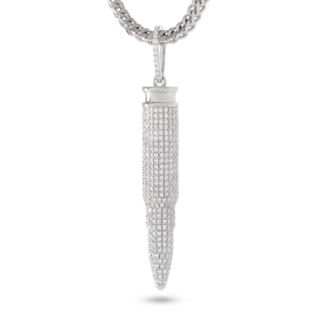 .223 Caliber Bullet Necklace  in  White Gold / 2" by Kingices