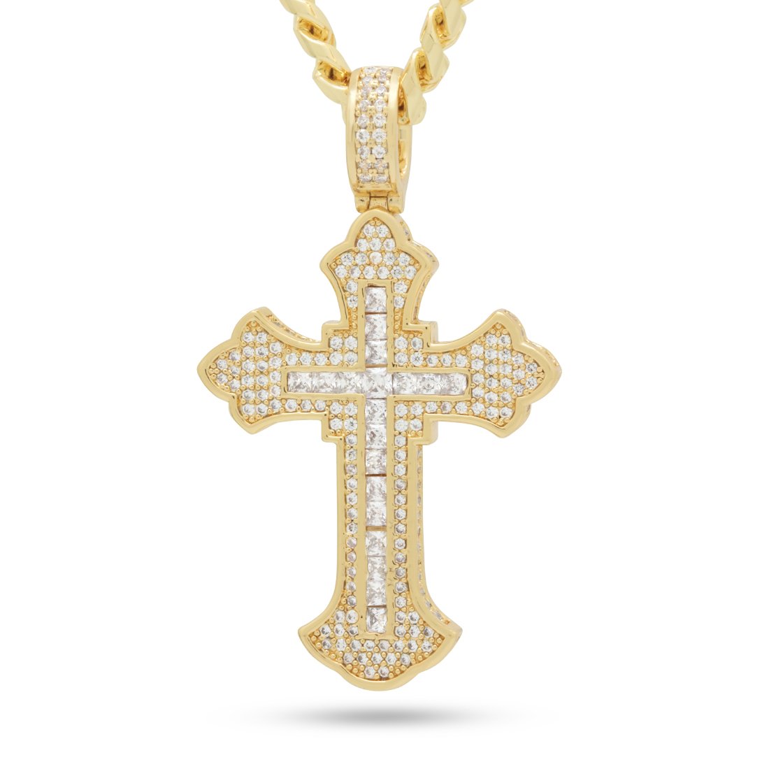 Fleur de Lis Cross Necklace  in  14K Gold / 2" by Kingices